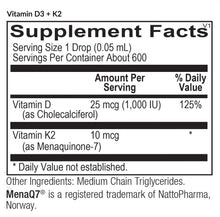 Load image into Gallery viewer, Vitamin D3 + K2 - Liquid

